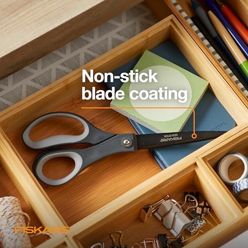 Fiskars 8" Non-Stick Titanium SoftGrip All Purpose Scissors