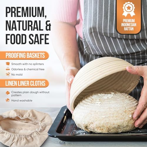 Banneton Bread Proofing Basket Set, Round 9 Inch Bread Proofing Baskets