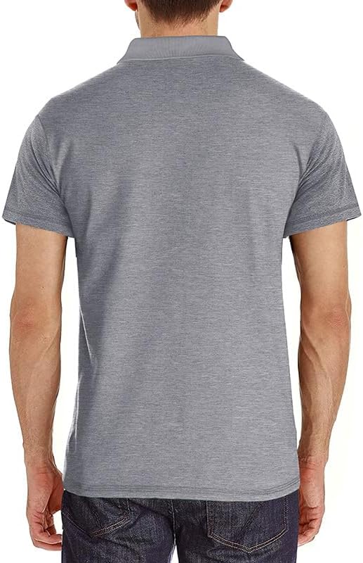 Men's Classic Cotton Polo Shirt Short Sleeve Button Golf Tee