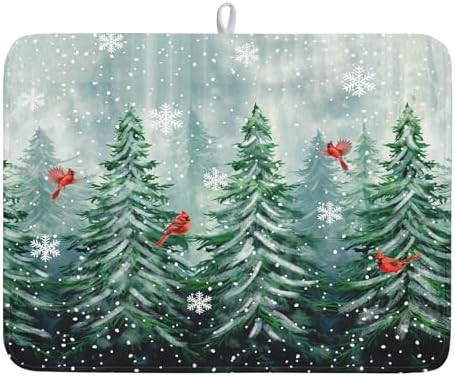 Winter Pines Tree Dish Drying Mats