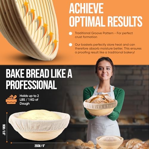 Banneton Bread Proofing Basket Set, Round 9 Inch Bread Proofing Baskets