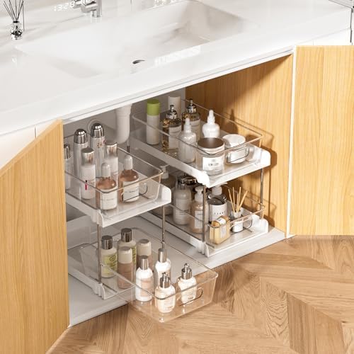 Vtopmart 2 Pack Pull Out Bathroom Under Sink Organizer