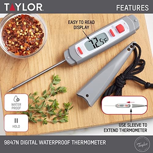 Taylor 9847 Waterproof Digital Instant Read Meat Food Grill BBQ Kitchen Cooking