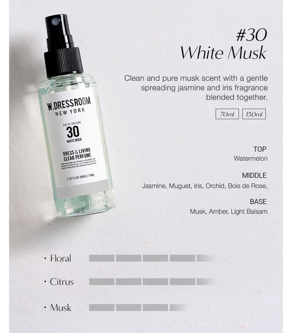 Dress Perfume No.30 White Musk – Antibacterial Fabric Refresh