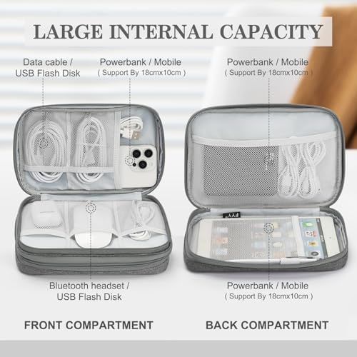 FYY Electronic Organizer, Travel Tech Pouch Bag, Dark Grey