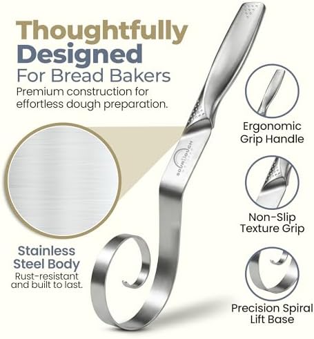Seamless Dough Whisk, Stainless Steel Danish Dough Wisk, Dishwasher Safe Dough