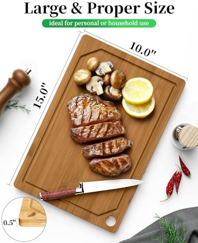 Kitsure Bamboo Cutting Board for Kitchen, Deep-Carbonized