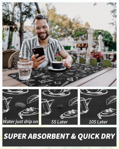 AMOAMI-Coffee Mat Hide Stain Rubber Backed Absorbent Dish Drying Mat