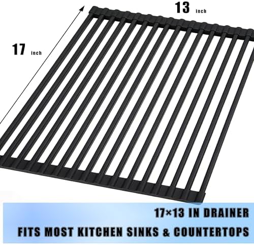 Cover The Sink Roll Up Dish Drying Rack 17.6"x15.4" Silicone Wrapped Foldable