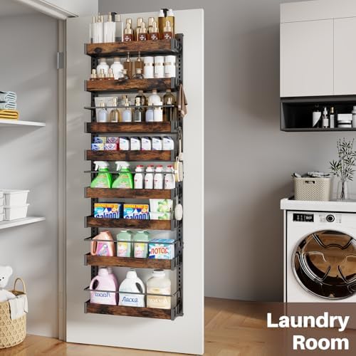 8 Tier Over The Door Pantry Organizer, 2 IN 1 Wall Mount or Metal Hanging Spice