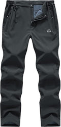 Gopune Men's Snow Ski Waterproof Softshell Pants Outdoor Windproof Warm Hiking Insulated Pants