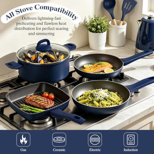 Pots and Pans Set Nonstick, Umite Chef Kitchen Non Stick Induction Cookware &