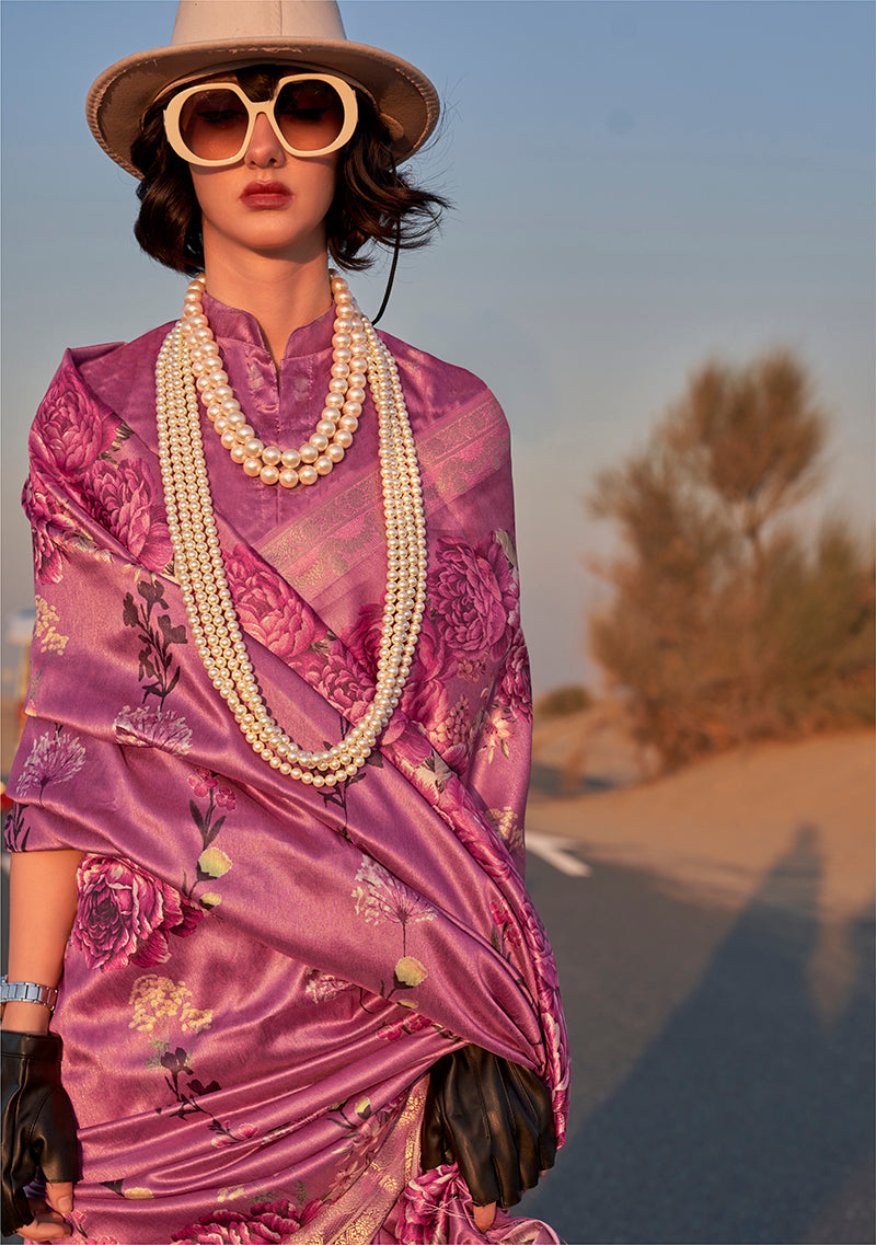Dark Magenta Tussar Silk Saree with Weaved Border
