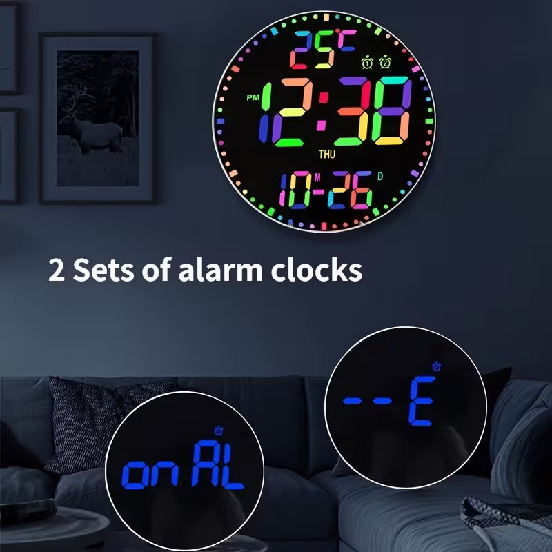 Round LED Mirror Wall Clock with USB Timer for Home and Office