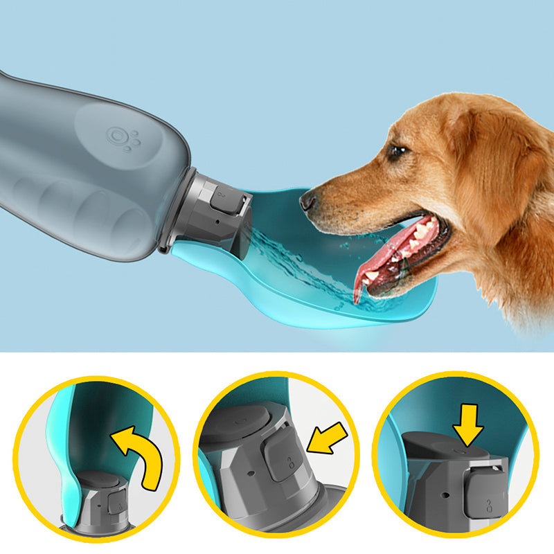 800ml Portable Dog Water Bottle & Foldable Bowl for Hiking