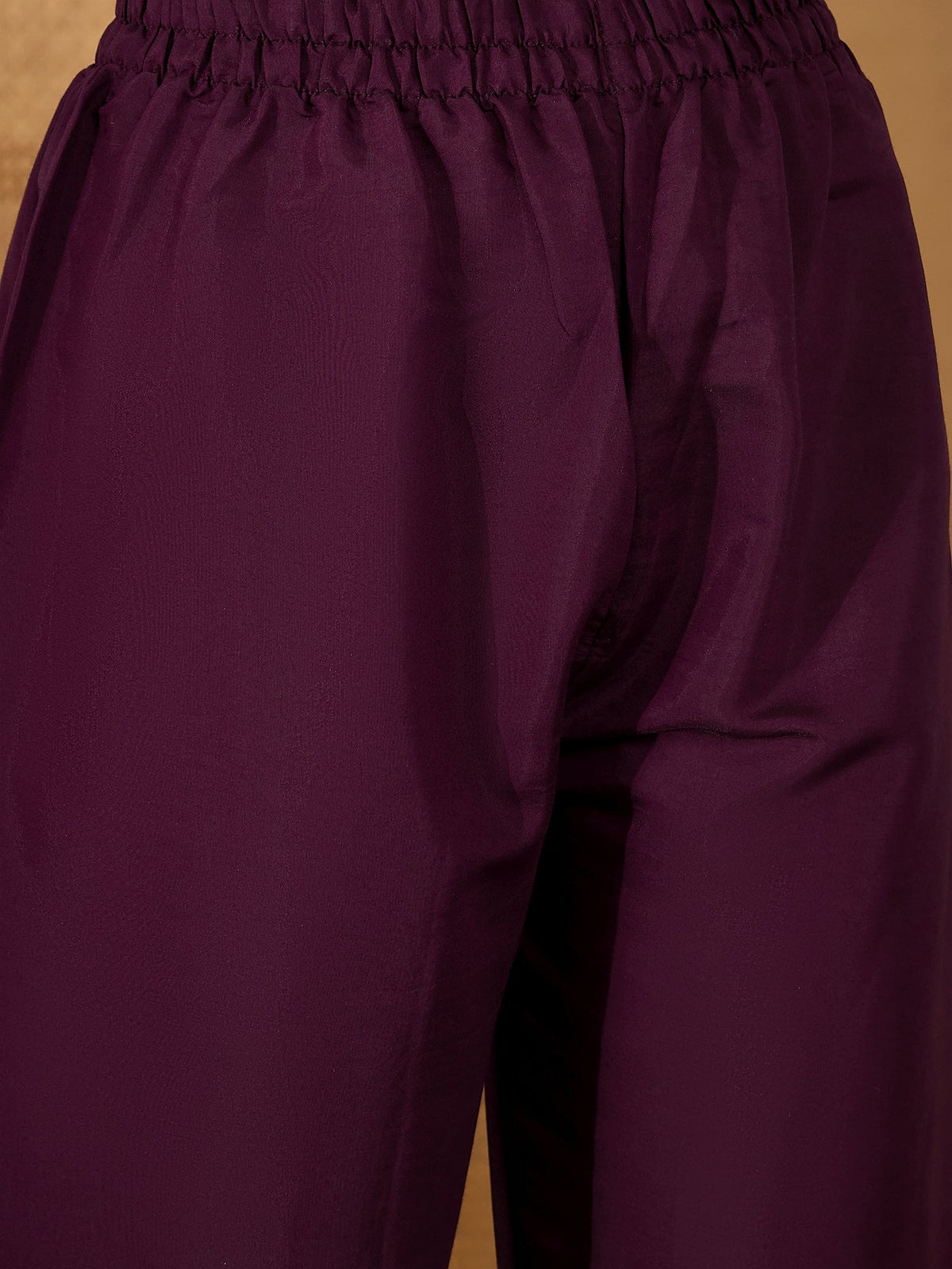 Deep Purple Silk Embroidered Kurta Set for Women