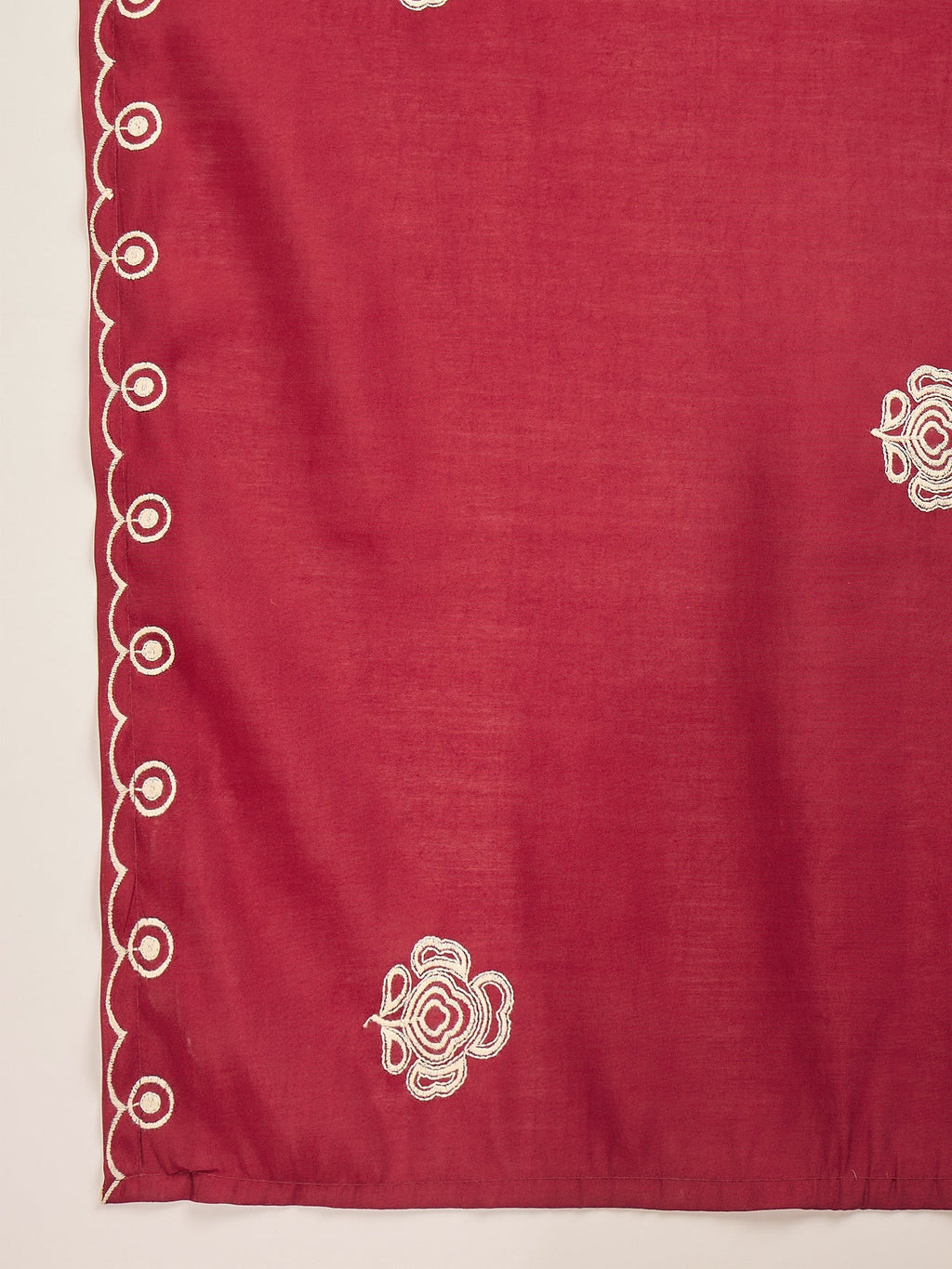 Maroon Silk Embroidered Readymade Kurta Set for Women