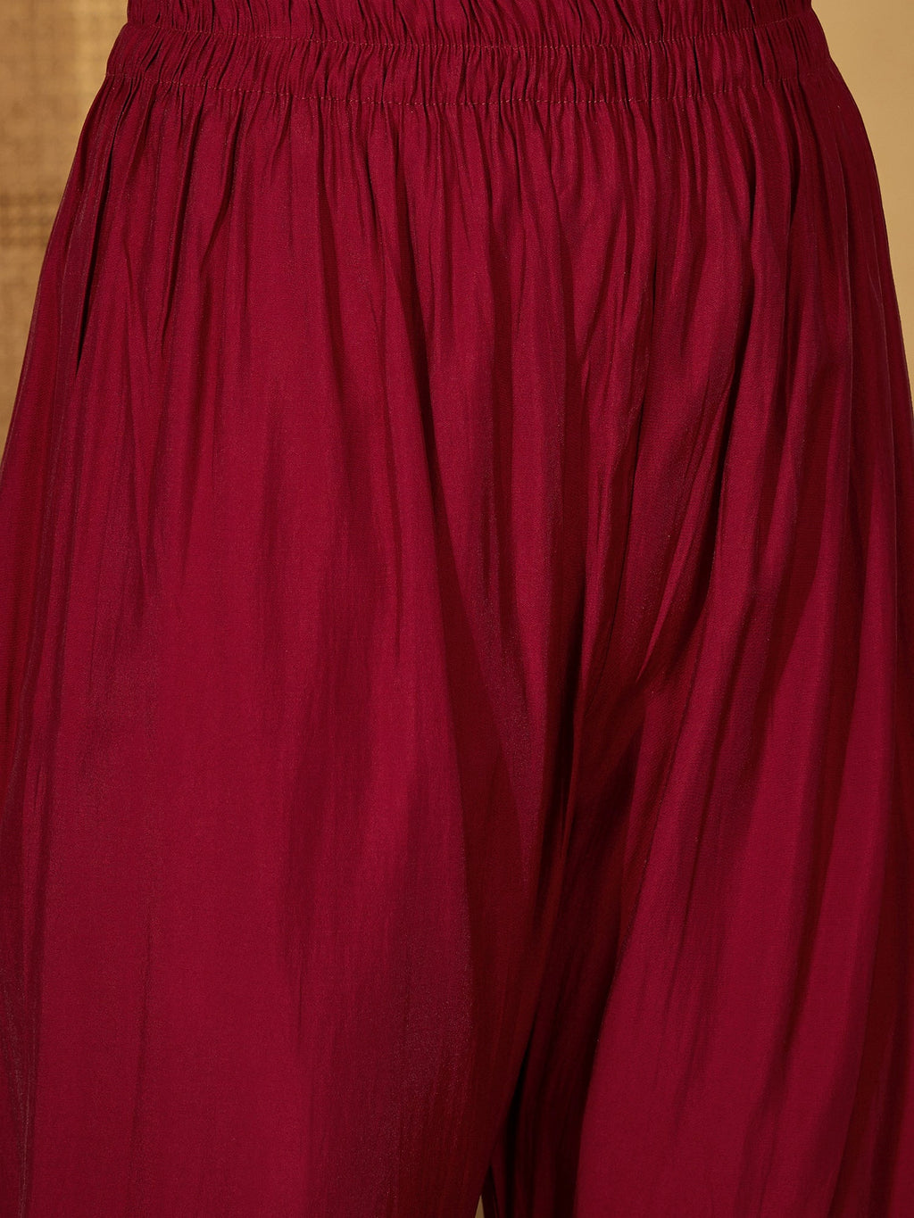 Maroon Silk Embroidered Readymade Kurta Set for Women