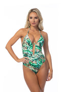 Tropical Animal Print Underwire One Piece Swimsuit