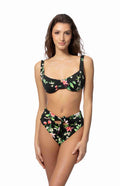 Floral Underwire Tie Waist Bikini Set with Cut-Out
