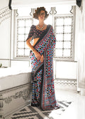 Multi Colour Geometric Satin Crepe Lightwear Saree