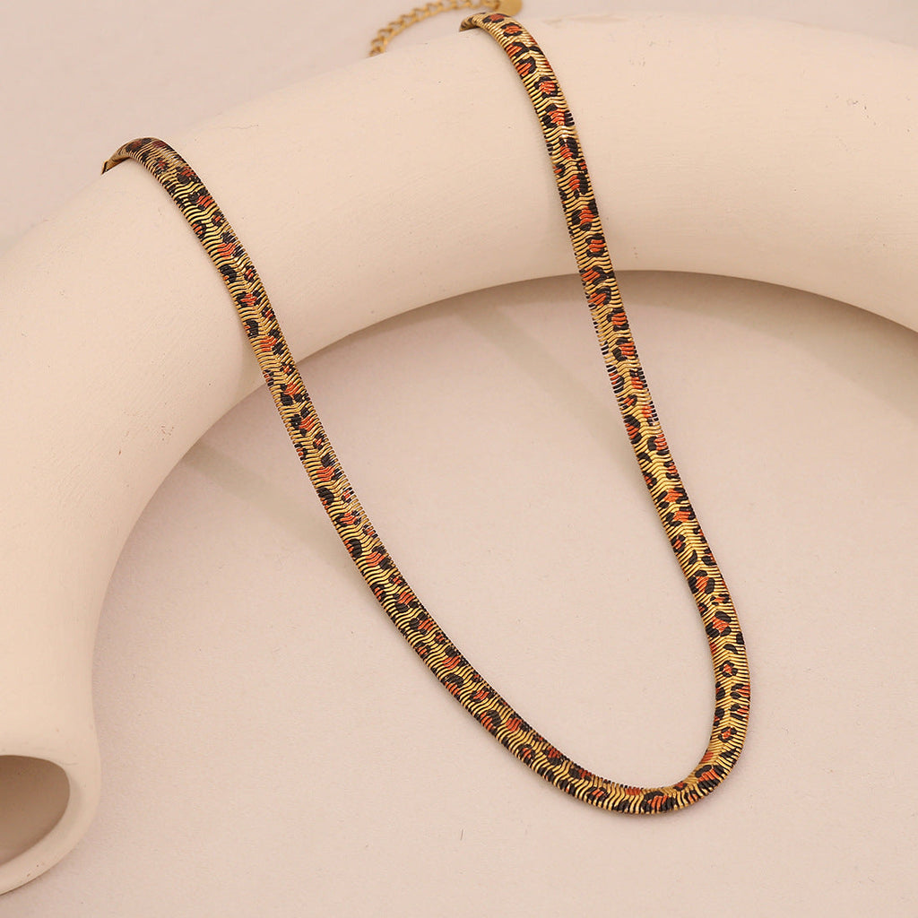 Stainless Steel Leopard-print Snake Chain Necklace