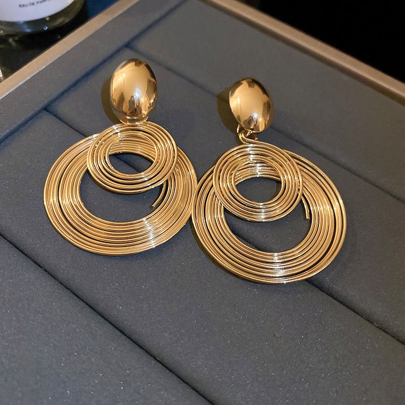 Bold Gold Statement Hoop Earrings - Modern Minimalist Round Hoops
