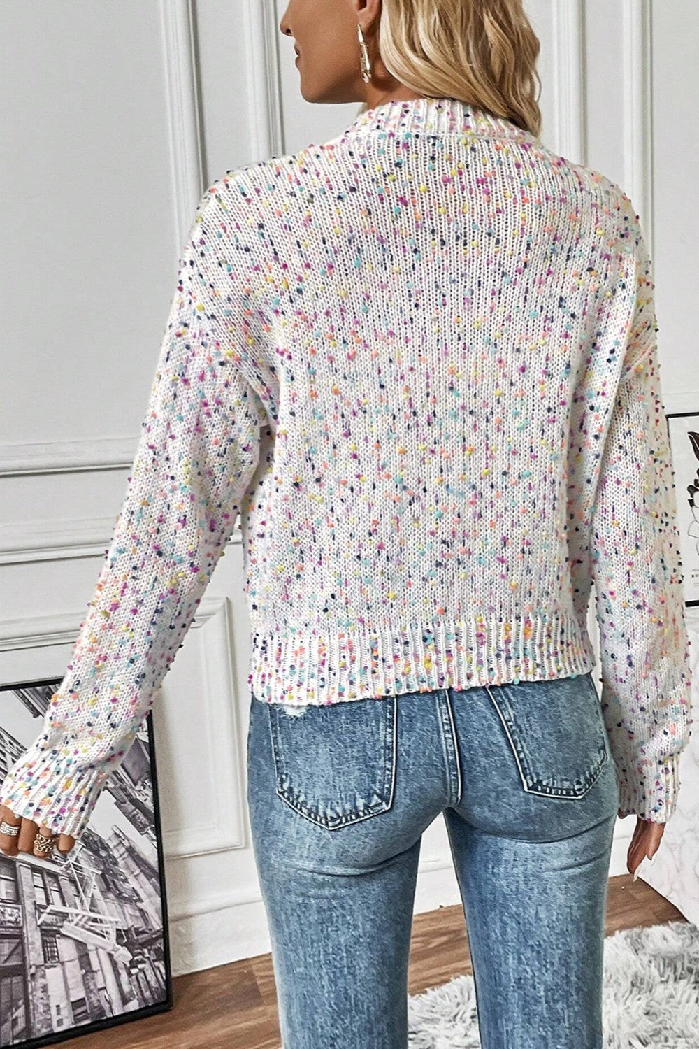 Women's Colorful Speckled Button-Down Knit Cardigan - Image 5