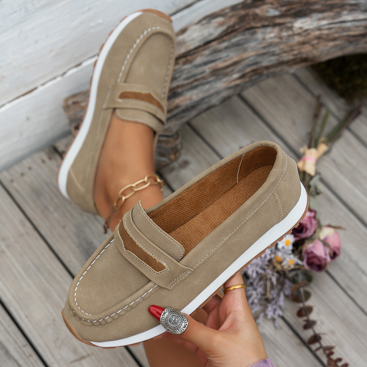 Women Casual Platform Loafers Trendy Comfortable Walking Shoes