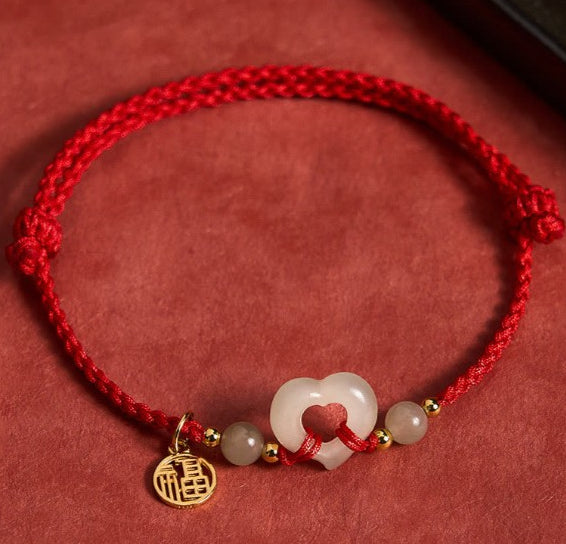 Natural Cinnabar Multicolor Red String Bracelet - Traditional Woven Design Unisex Jewelry Gift