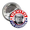 Patriotic red, white, and blue DeVito for Governor button pin