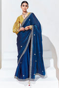 Dark blue embroidered sequence work saree for formal festivals