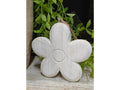 5-inch whitewashed flower-shaped ornament with a rustic distressed finish
