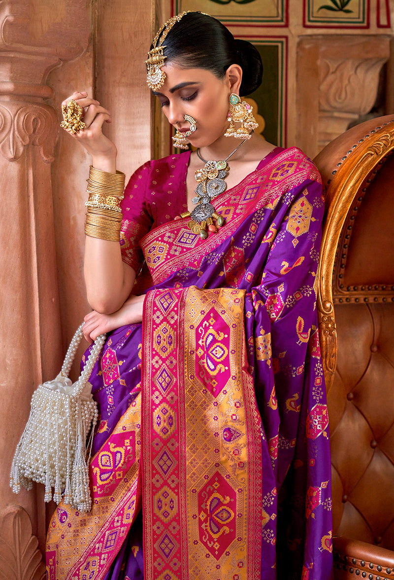 Purple Traditional Banarasi Silk Saree with Rich Weaving