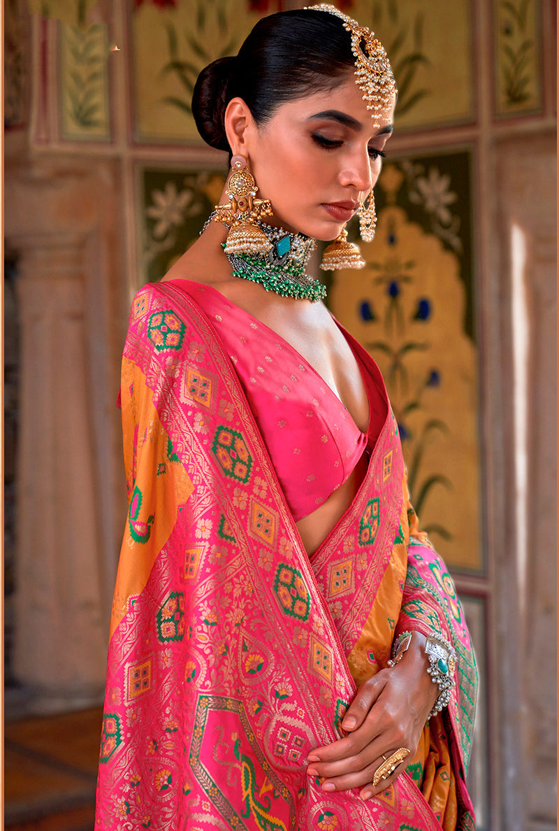 Mustard Banarasi Silk Saree with Classic Ethnic Weaving