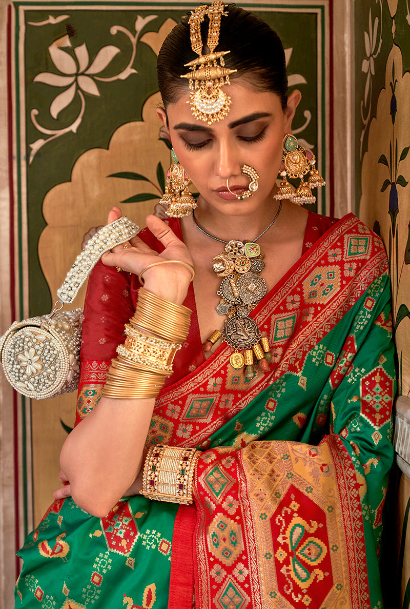 Green Banarasi Silk Contemporary Zari Woven Saree for Women