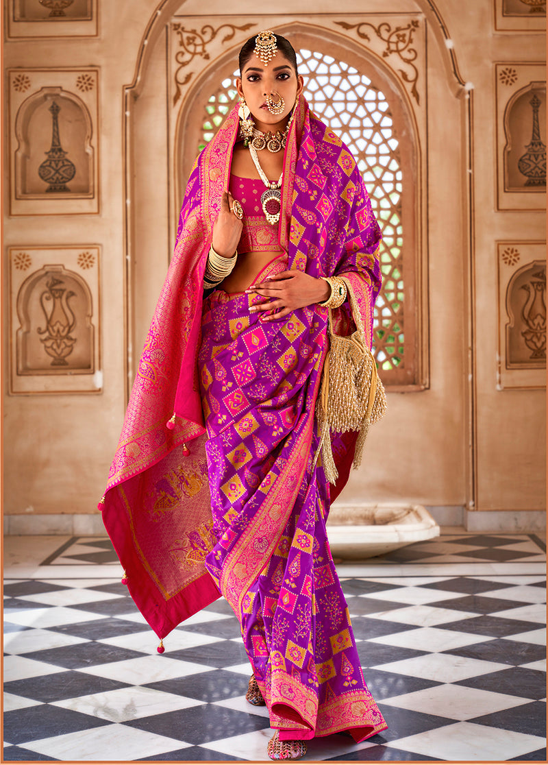 Pink Banarasi Silk Weaving Saree for Party and Ethnic Events
