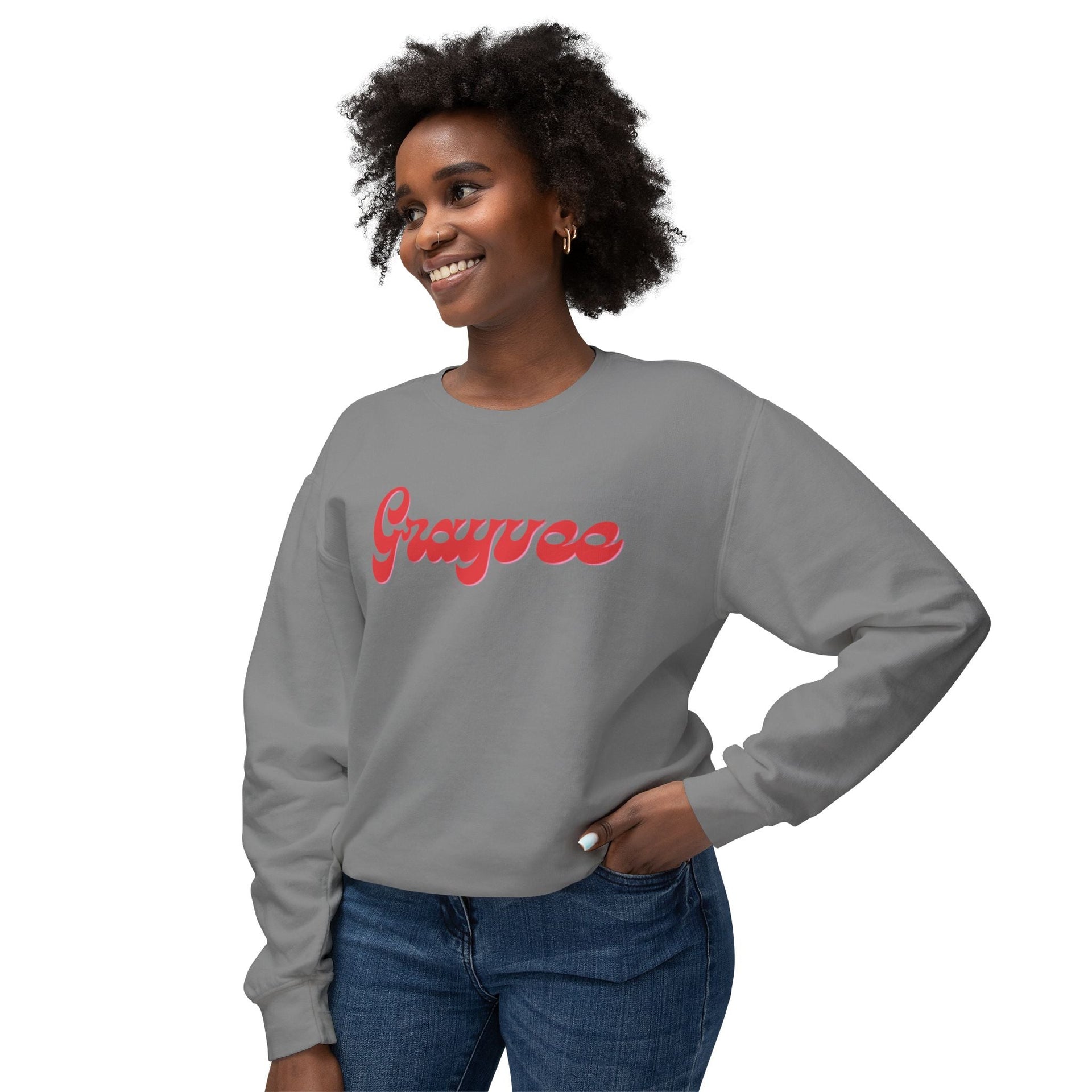 Unisex Lightweight Crewneck Sweatshirt in Charcoal and Cream