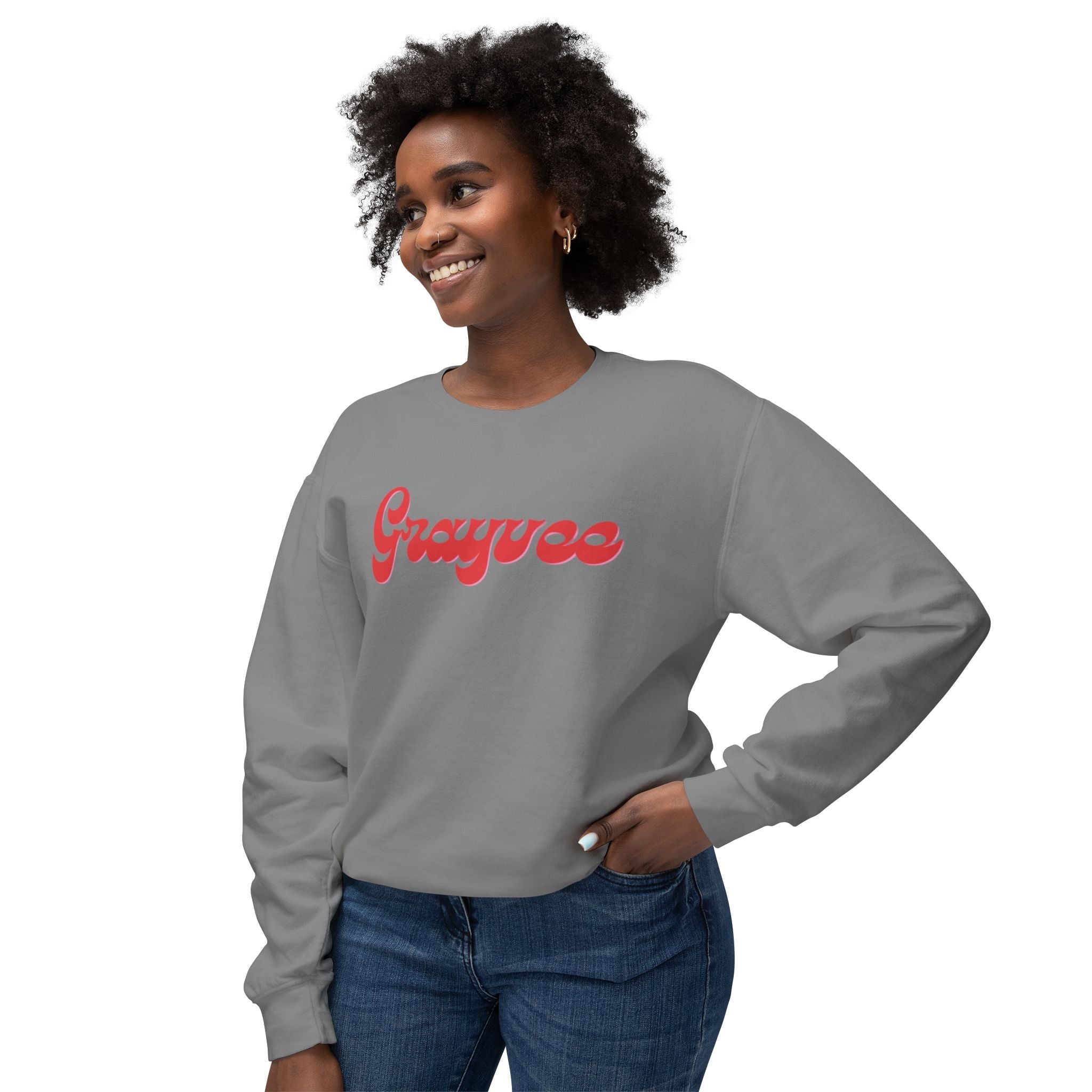 Unisex Lightweight Crewneck Sweatshirt in Charcoal and Cream