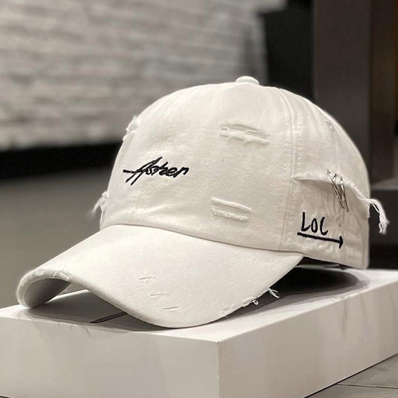 Distressed Tie-Dye Letter Print Cap - Women’s Cotton Streetwear Hat