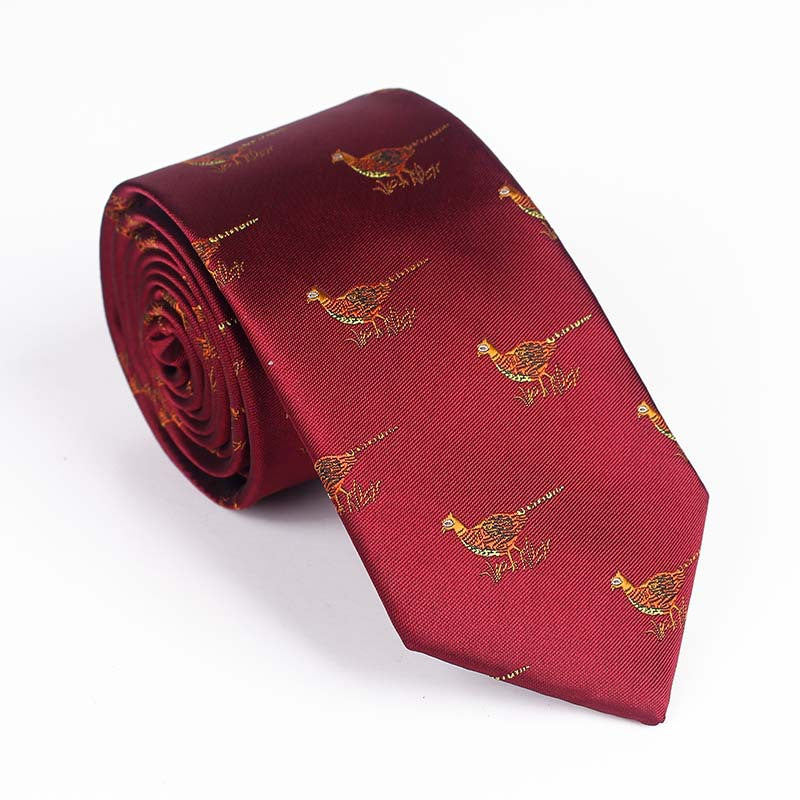 Vibrant Jacquard Bird Pattern Necktie - Multi-Color Design - Image 15