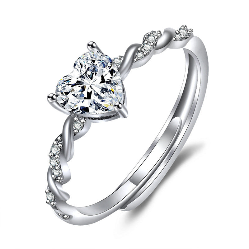 Simple Heart-Shaped Open Ring For Women