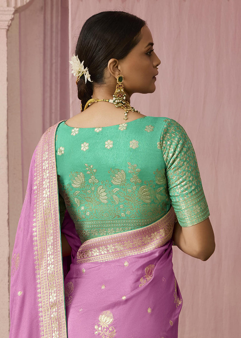 Mauve Viscose Floral Printed Designer Saree
