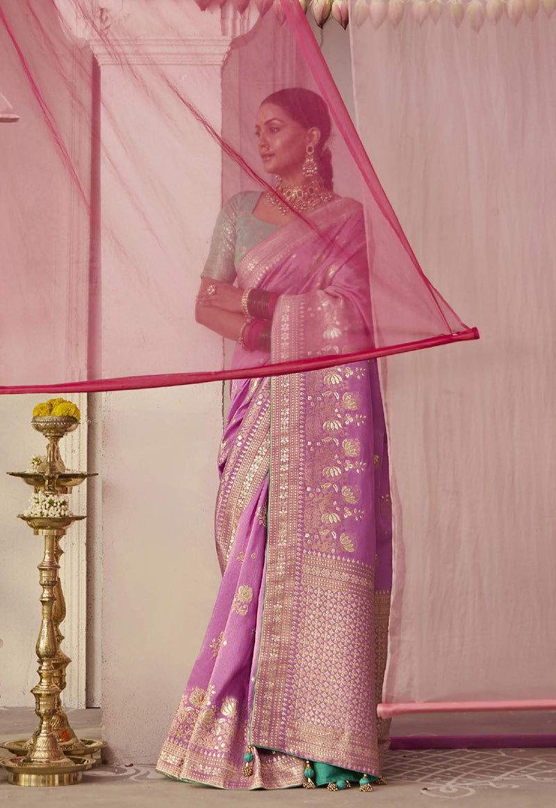 Mauve Viscose Floral Printed Designer Saree