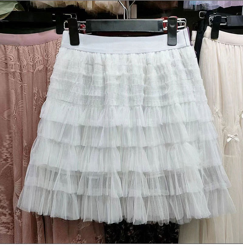 Women's Layered Mesh A-Line Mini Skirt - Fluffy Ruffle Tulle - Image 9