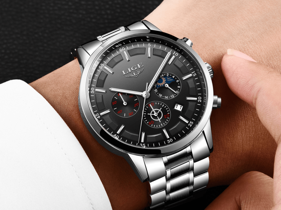 Men's Waterproof Chronograph Watch with Date Display & Luxury Dial