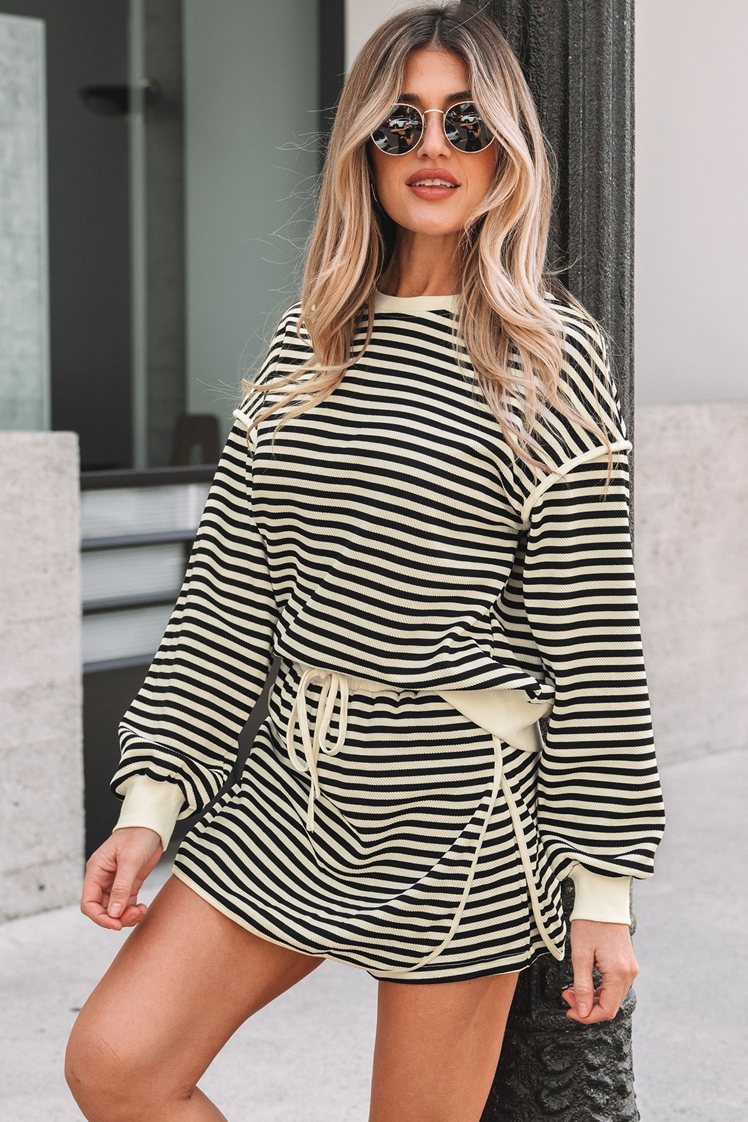Jessica Drop Shoulder Pullover Top & Skirt Set