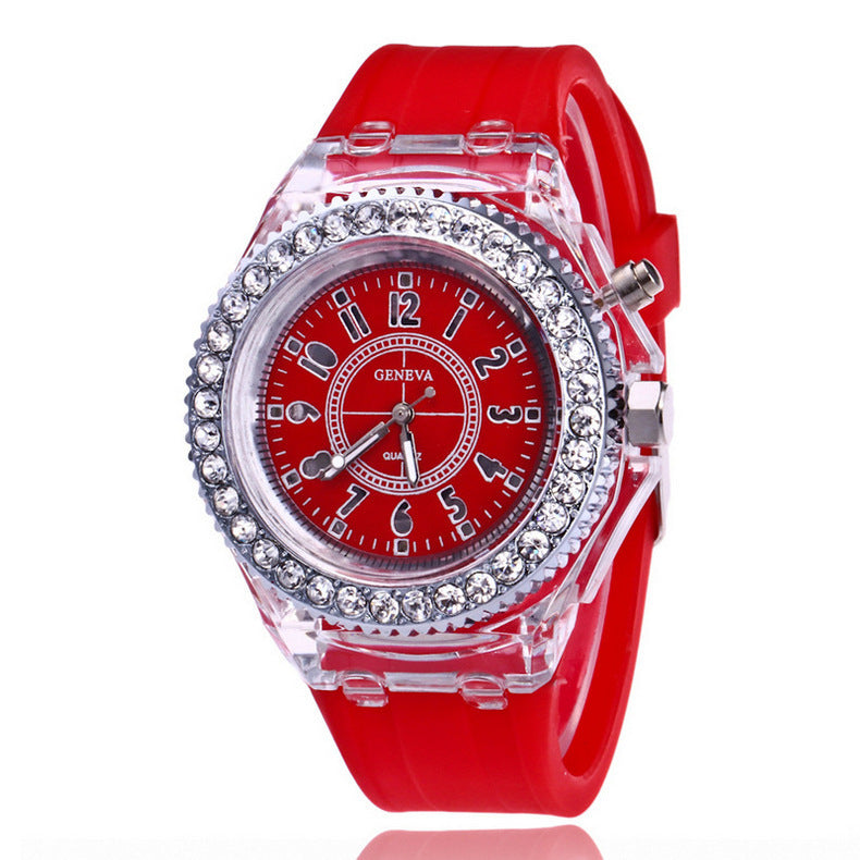 LED Luminous Silicone Quartz Watch with World Time & 24H Display