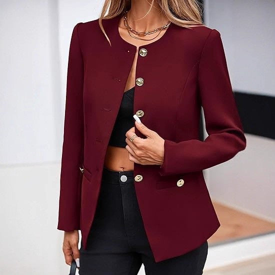 Women's Round Neck Long Sleeve Button Down Knit Cardigan Sweater - Image 2