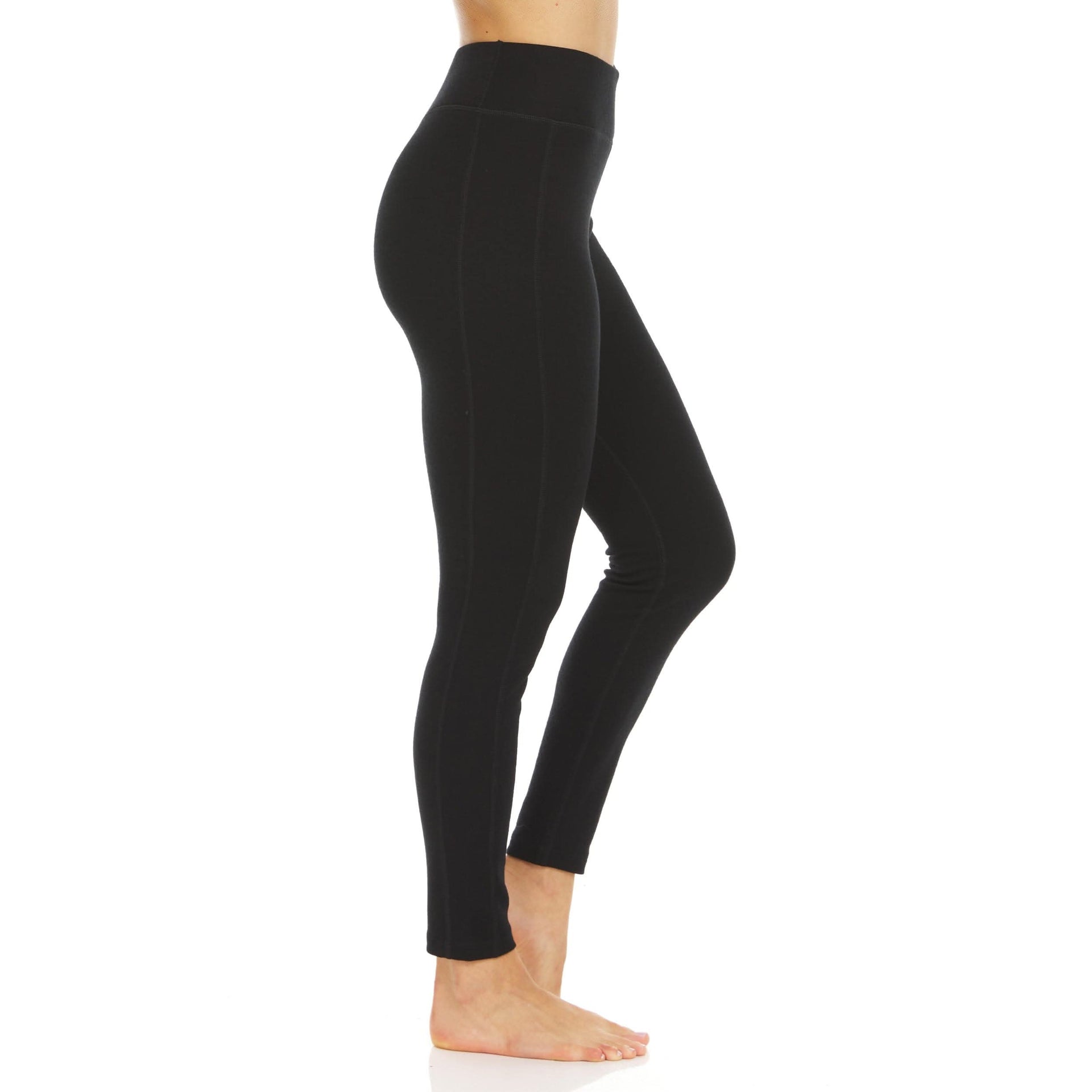 Women's Woolverino Microweight High-Rise Black Merino Wool Leggings